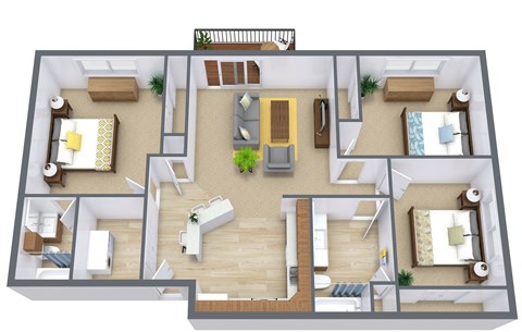 Sunwood Apartments | Three Bedroom | Plan 32B